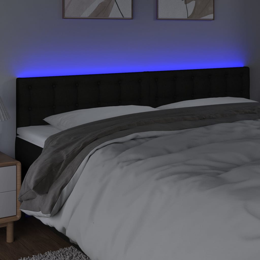 sengegavl med LED-lys 160x5x78/88 cm stof sort