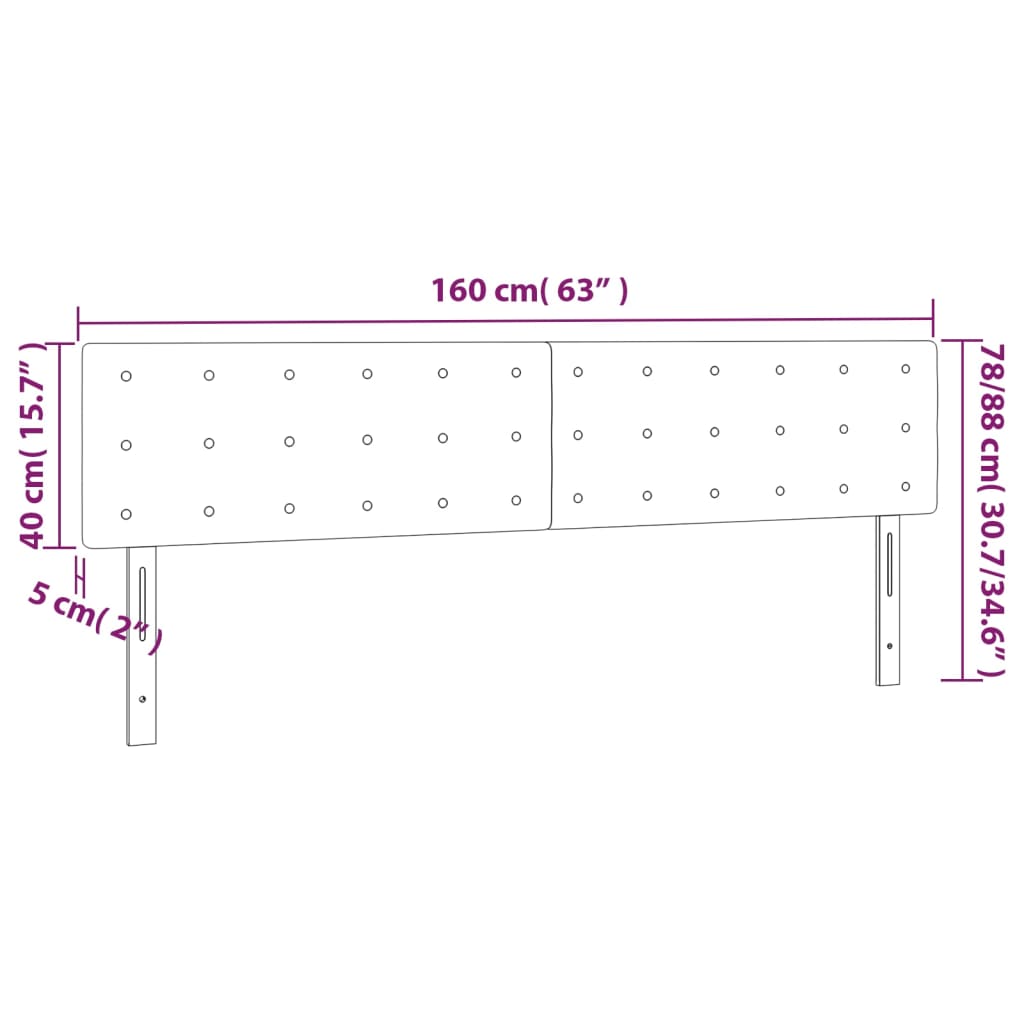 sengegavl med LED-lys 160x5x78/88 cm stof blå