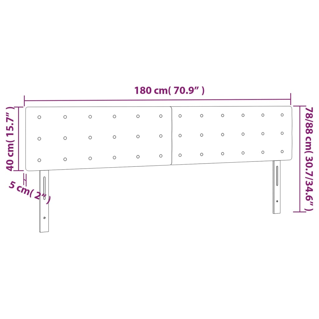 sengegavl med LED-lys 180x5x78/88 cm stof sort