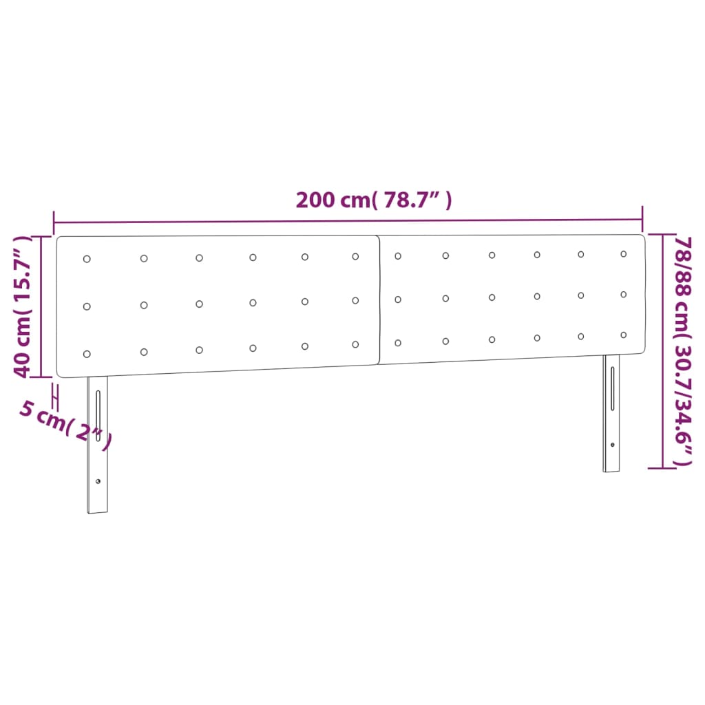 sengegavl med LED-lys 200x5x78/88 cm stof gråbrun