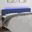 sengegavl med LED-lys 200x5x78/88 cm stof blå