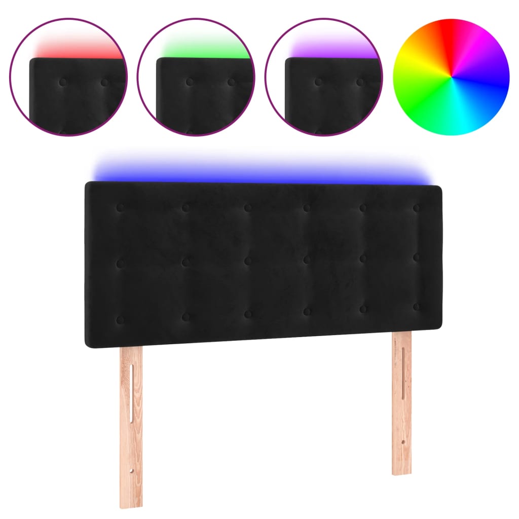 sengegavl med LED-lys 80x5x78/88 cm velour sort