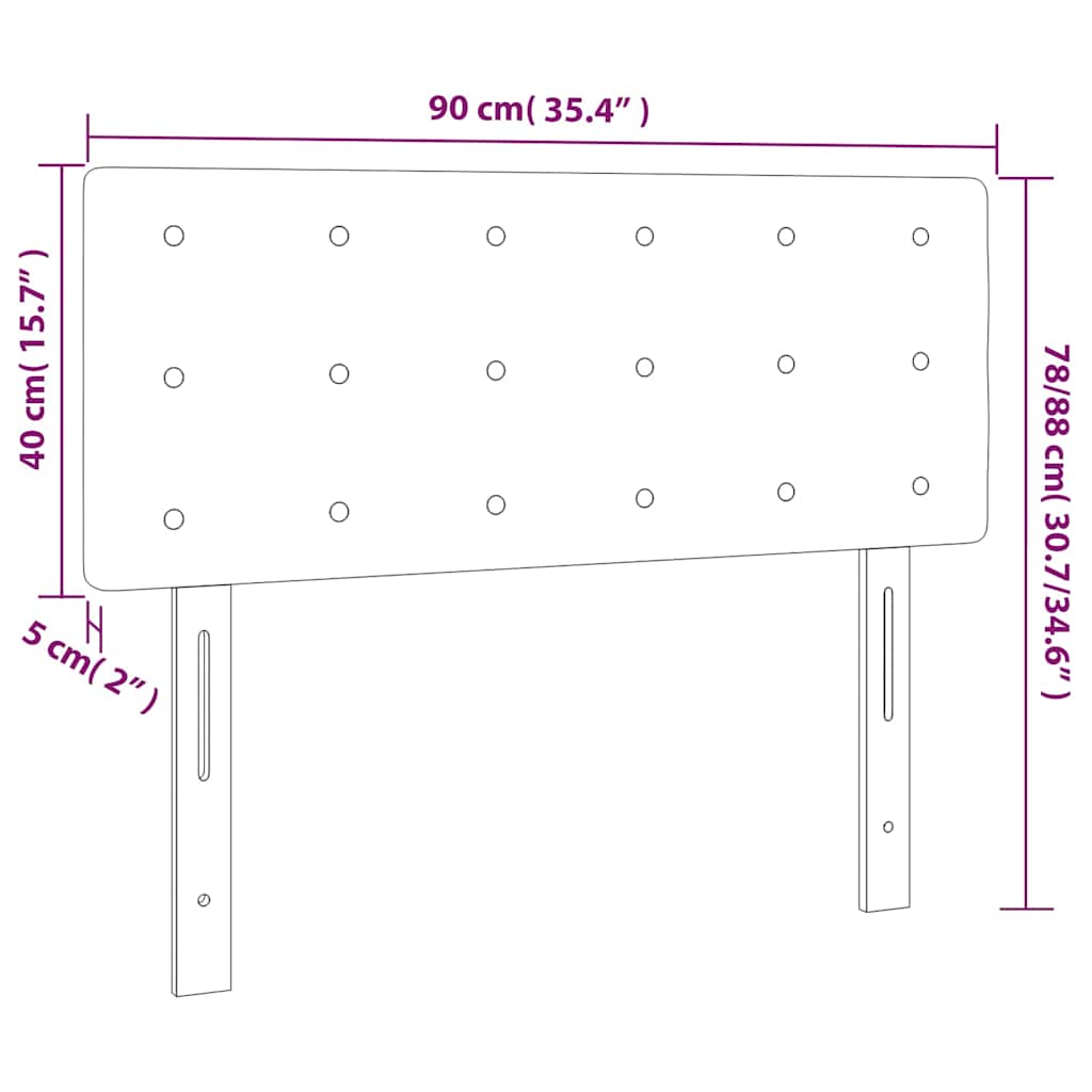 sengegavl med LED-lys 90x5x78/88 cm fløjl mørkegrøn
