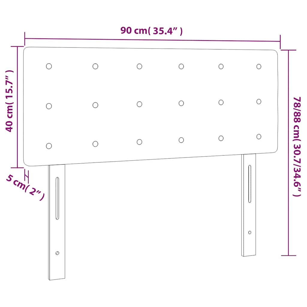 sengegavl med LED-lys 90x5x78/88 cm fløjl mørkeblå