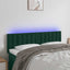 sengegavl med LED-lys 144x5x78/88 cm fløjl mørkegrøn