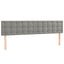 sengegavl med LED-lys 160x5x78/88 cm fløjl lysegrå
