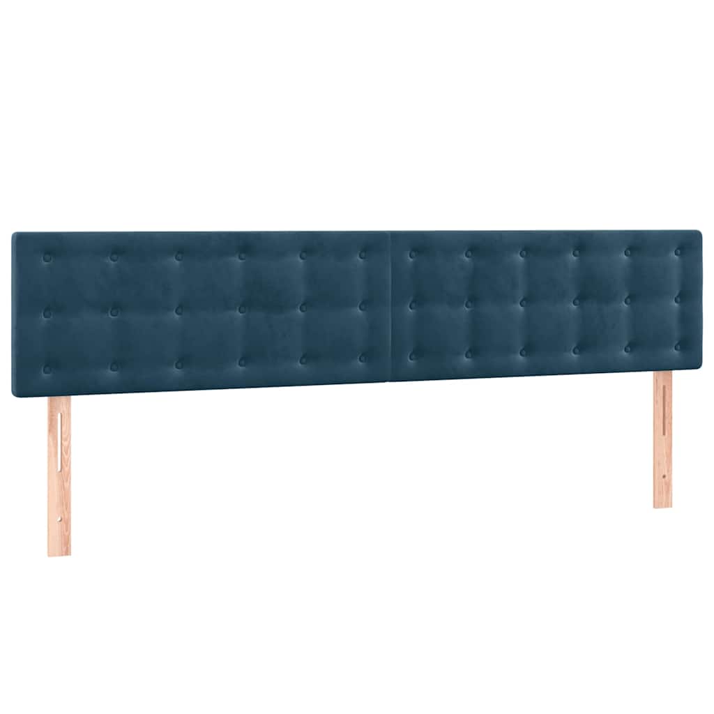 sengegavl med LED-lys 160x5x78/88 cm fløjl mørkeblå