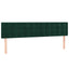 sengegavl med LED-lys 180x5x78/88 cm fløjl mørkegrøn