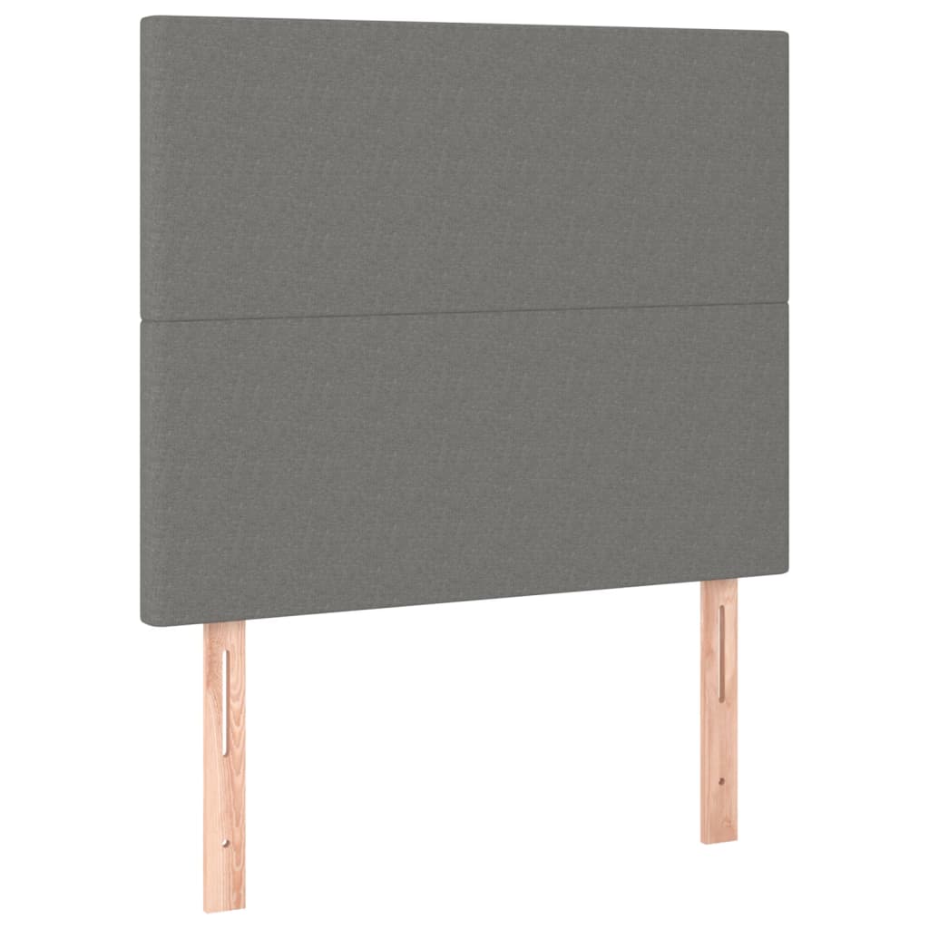 sengegavl med LED-lys 80x5x118/128 cm stof mørkegrå