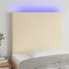 sengegavl med LED-lys 80x5x118/128 cm stof cremefarvet