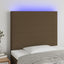 sengegavl med LED-lys 90x5x118/128 cm stof mørkebrun