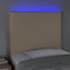 sengegavl med LED-lys 90x5x118/128 cm stof cremefarvet
