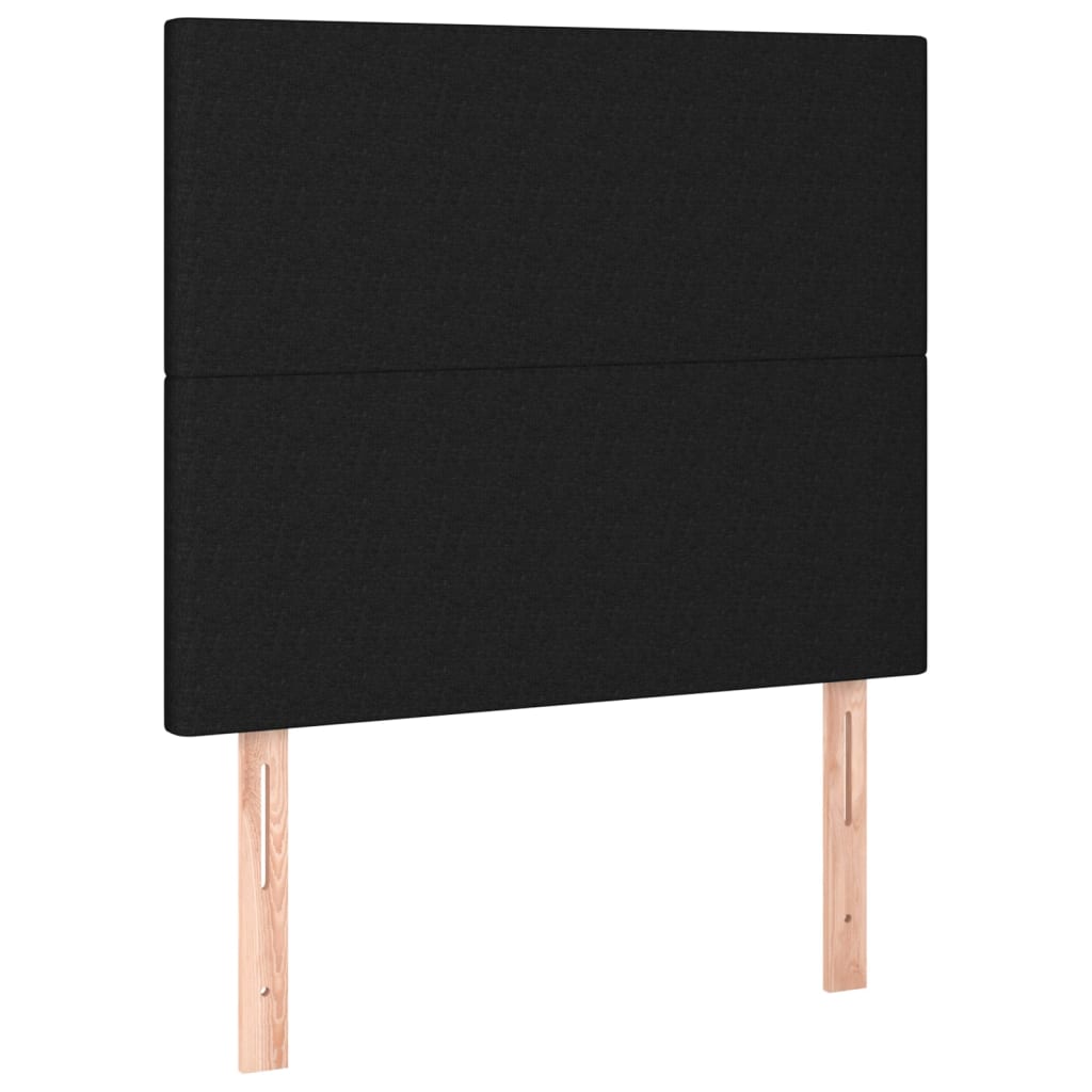 sengegavl med LED-lys 100x5x118/128 cm stof sort