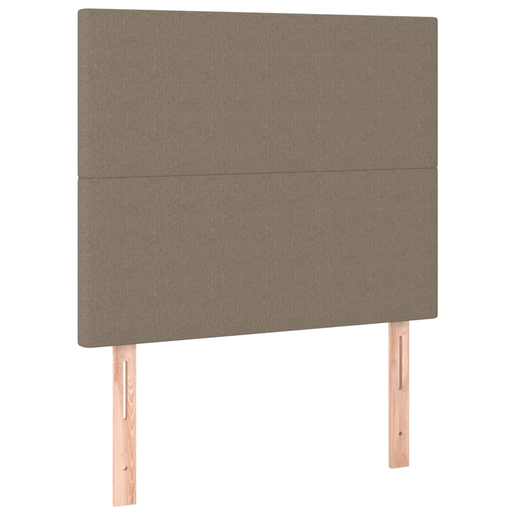 sengegavl med LED-lys 100x5x118/128 cm stof gråbrun