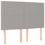 sengegavl med LED-lys 144x5x118/128 cm stof lysegrå
