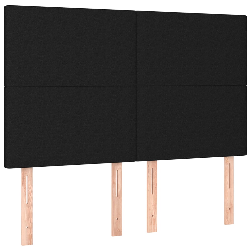 sengegavl med LED-lys 144x5x118/128 cm stof sort