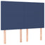 sengegavl med LED-lys 144x5x118/128 cm stof blå