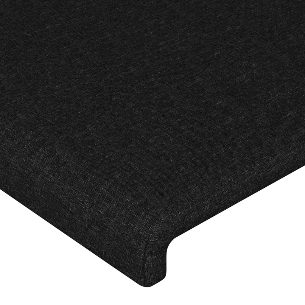 sengegavl med LED-lys 160x5x118/128 cm stof sort