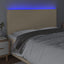 sengegavl med LED-lys 160x5x118/128 cm stof cremefarvet