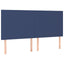 sengegavl med LED-lys 160x5x118/128 cm stof blå