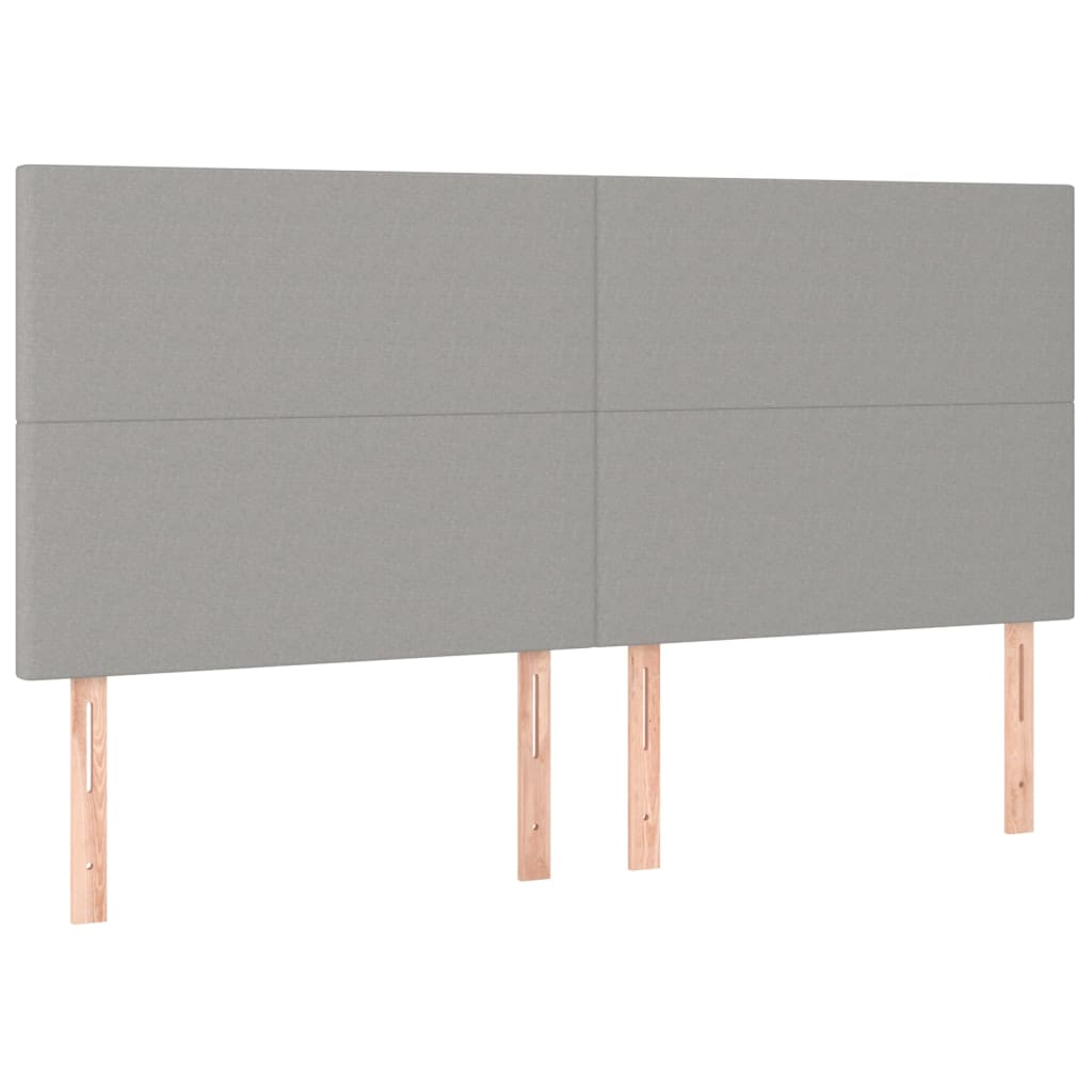 sengegavl med LED-lys 180x5x118/128 cm stof lysegrå