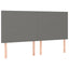 sengegavl med LED-lys 180x5x118/128 cm stof mørkegrå