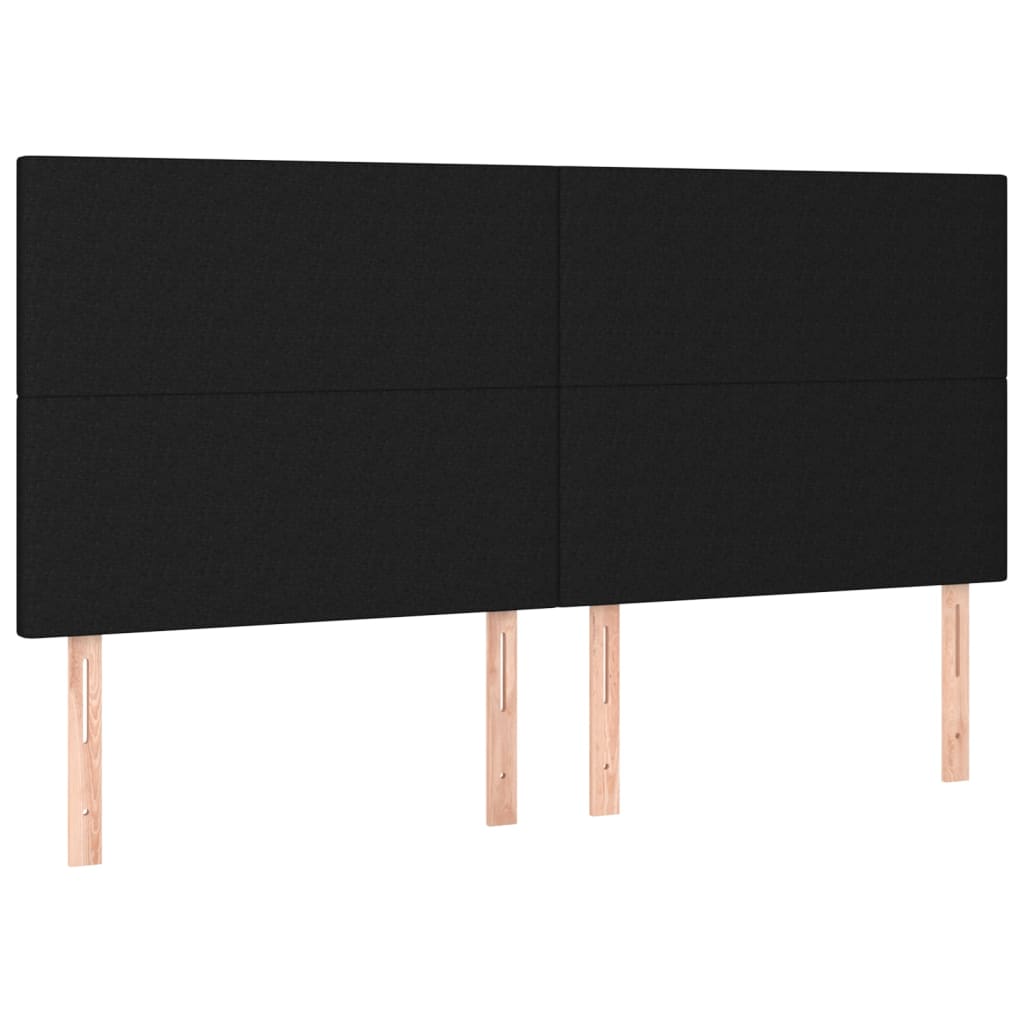 sengegavl med LED-lys 180x5x118/128 cm stof sort