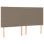 sengegavl med LED-lys 180x5x118/128 cm stof gråbrun