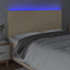 sengegavl med LED-lys 180x5x118/128 cm stof cremefarvet