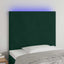 sengegavl med LED-lys 80x5x118/128 cm fløjl mørkegrøn