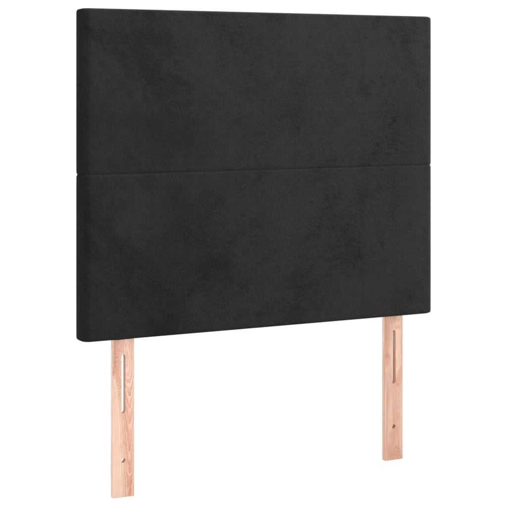 sengegavl med LED-lys 90x5x118/128 cm fløjl sort