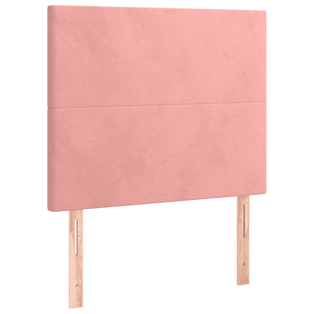 sengegavl med LED-lys 90x5x118/128 cm fløjl lyserød