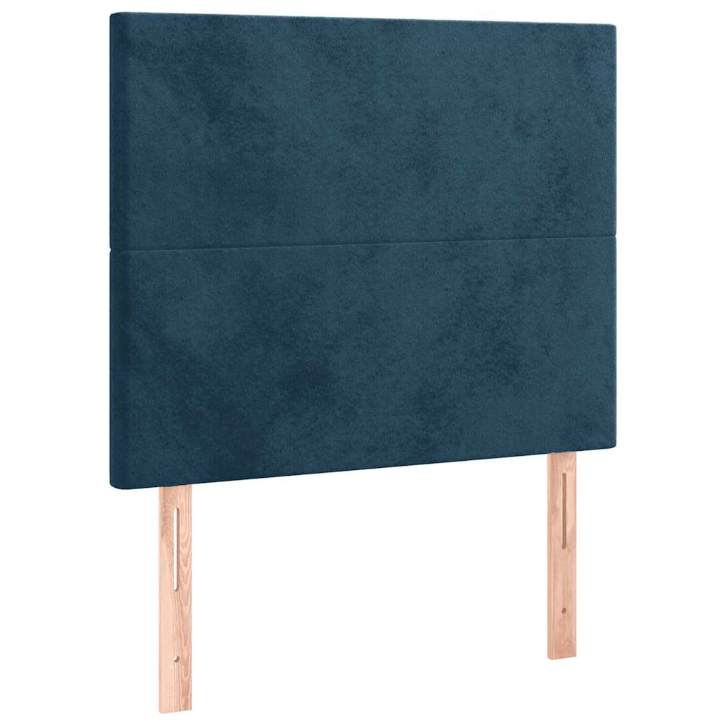 sengegavl med LED-lys 100x5x118/128 cm fløjl mørkeblå