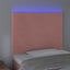 sengegavl med LED-lys 100x5x118/128 cm fløjl lyserød
