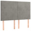 sengegavl med LED-lys 144x5x118/128 cm fløjl lysegrå