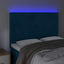 sengegavl med LED-lys 144x5x118/128 cm fløjl mørkeblå
