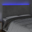 sengegavl med LED-lys 180x5x118/128 cm fløjl lysegrå