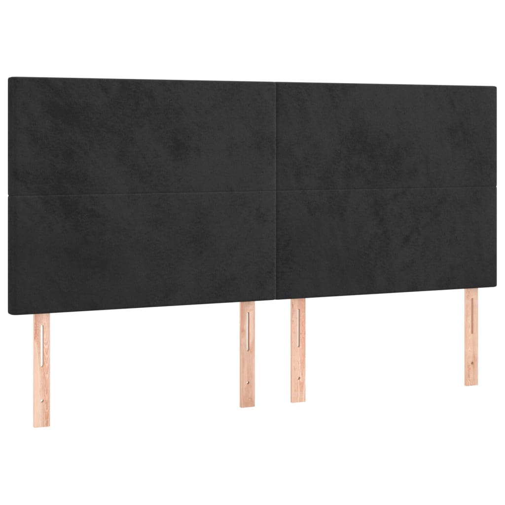 sengegavl med LED-lys 180x5x118/128 cm fløjl sort