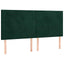 sengegavl med LED-lys 180x5x118/128 cm fløjl mørkegrøn