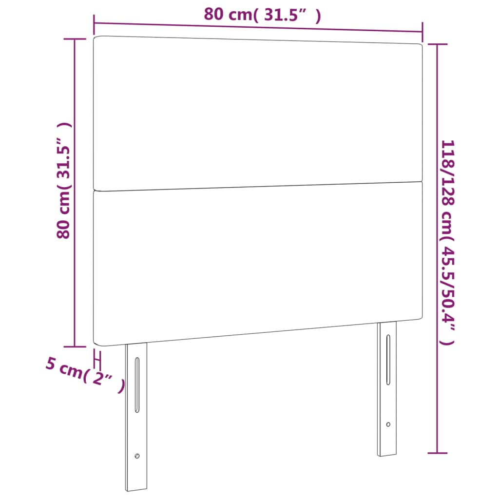 sengegavl med LED-lys 80x5x118/128 cm kunstlæder cremefarvet