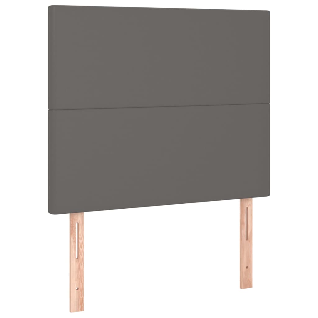 sengegavl med LED-lys 90x5x118/128 cm kunstlæder grå