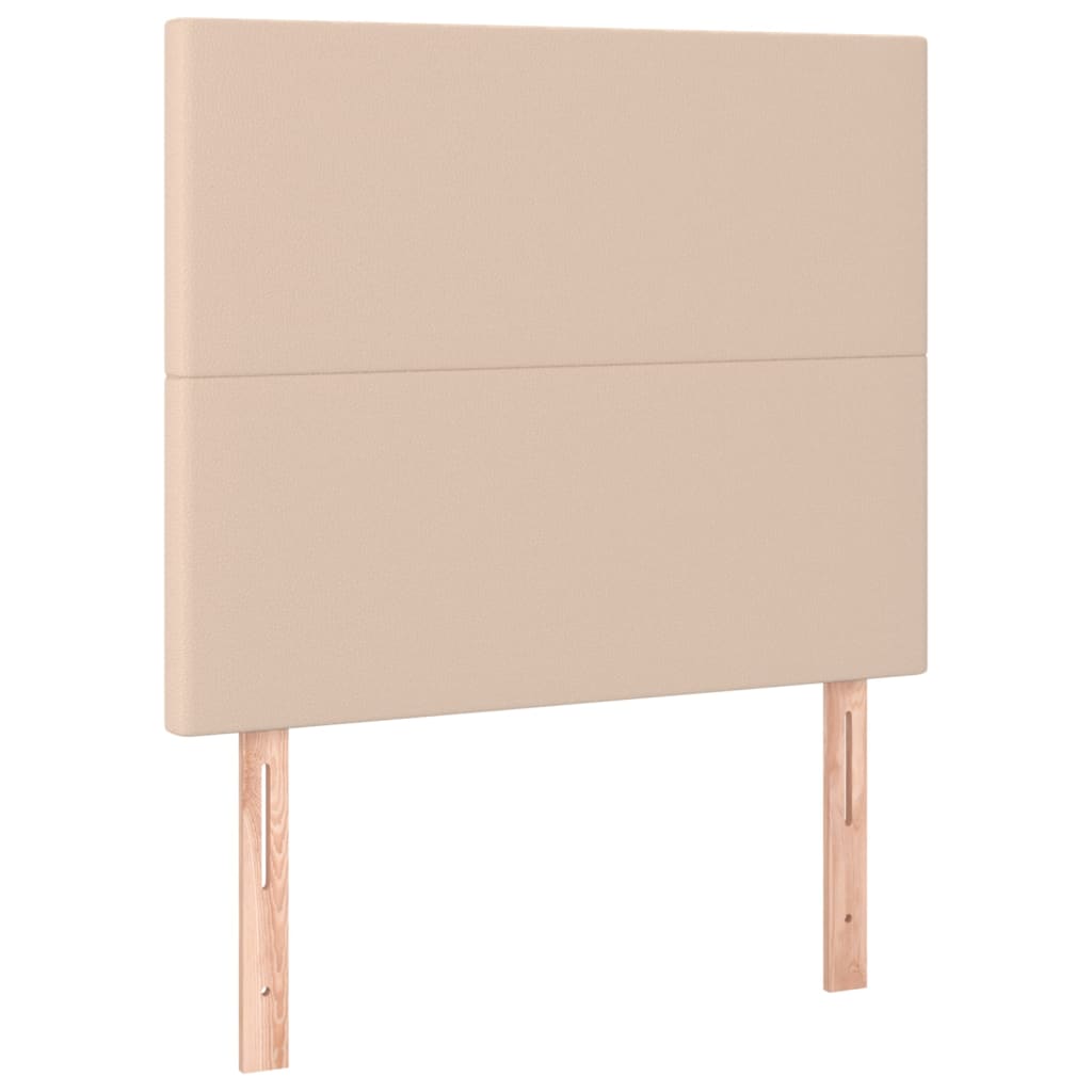 sengegavl med LED-lys 90x5x118/128 cm kunstlæder cappuccino