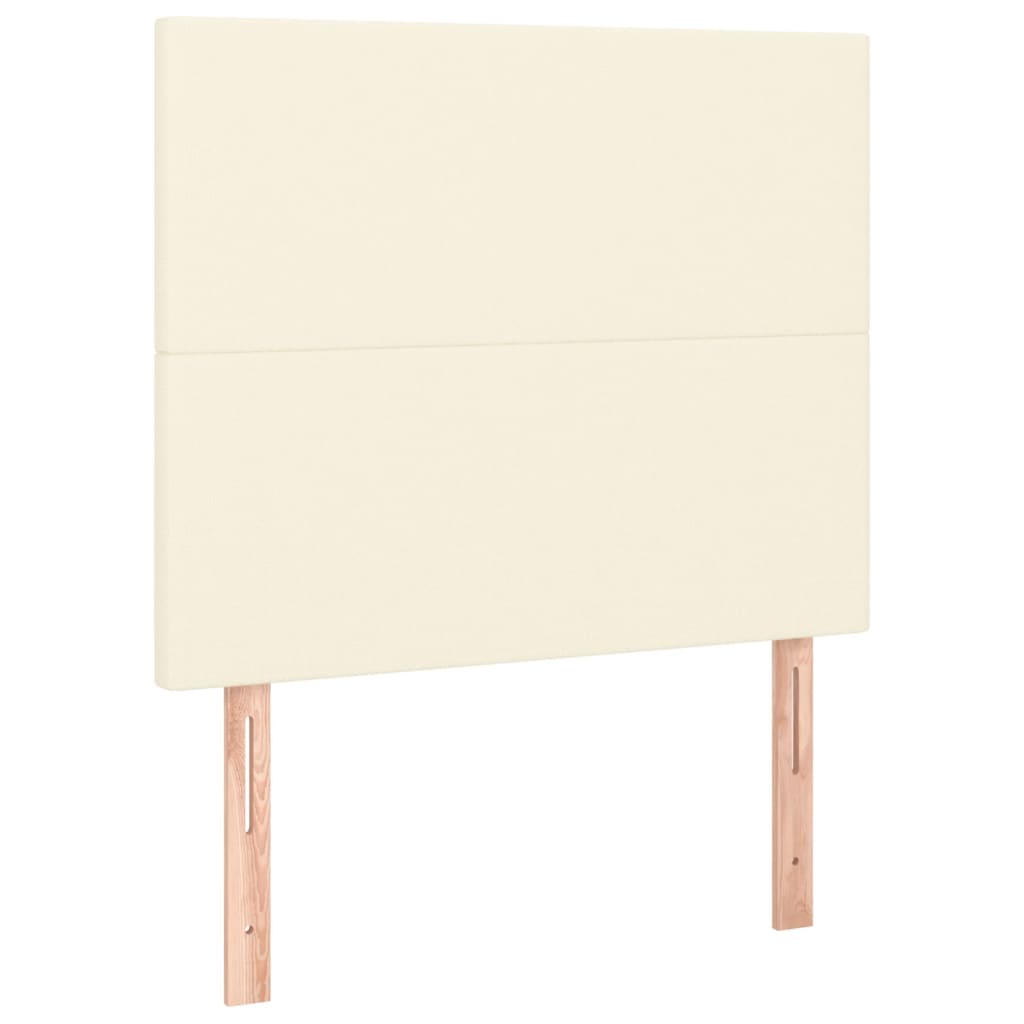 sengegavl med LED-lys 100x5x118/128 cm kunstlæder cremefarvet