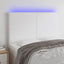 sengegavl med LED-lys 144x5x118/128 cm kunstlæder hvid