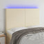 sengegavl med LED-lys 144x5x118/128 cm kunstlæder cremefarvet