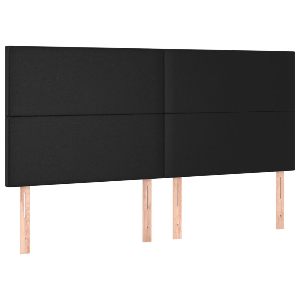 sengegavl med LED-lys 160x5x118/128 cm kunstlæder sort