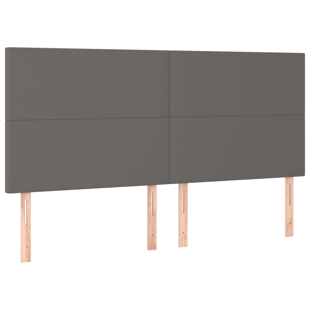 sengegavl med LED-lys 160x5x118/128 cm kunstlæder grå