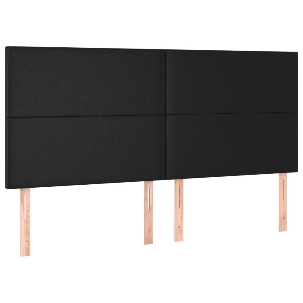sengegavl med LED-lys 180x5x118/128 cm kunstlæder sort