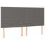 sengegavl med LED-lys 180x5x118/128 cm kunstlæder grå