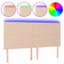 sengegavl med LED-lys 180x5x118/128 cm kunstlæder cappuccino